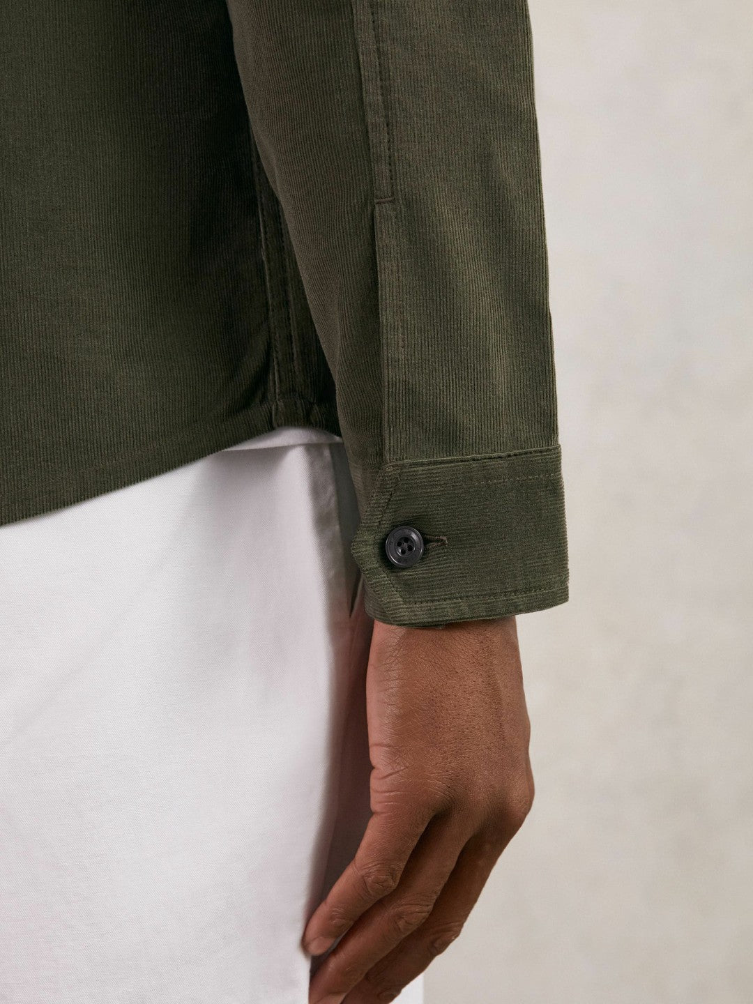 Cotton Corduroy Twin-Pocket Overshirt in Khaki Green Men | Reiss