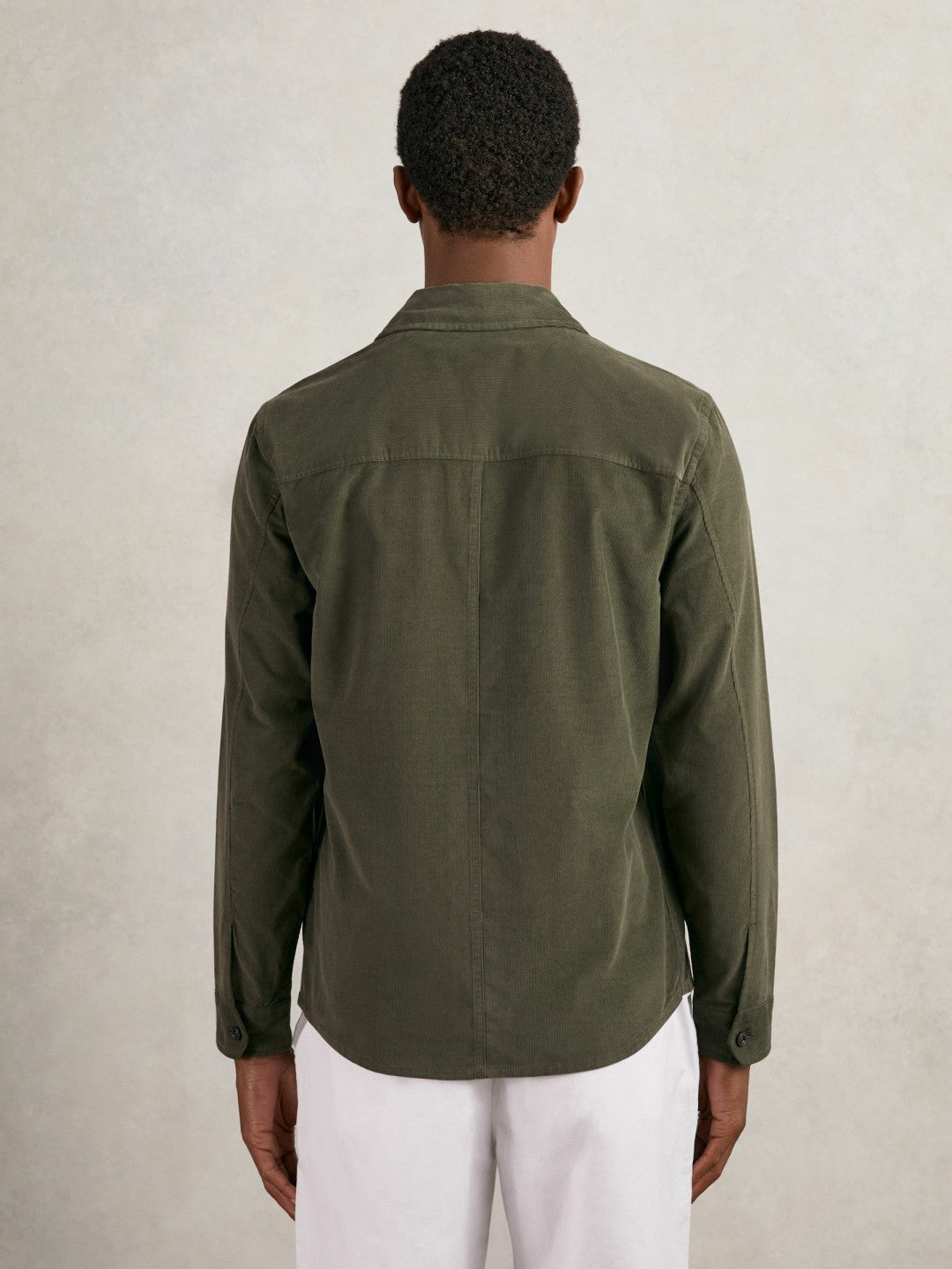 Cotton Corduroy Twin-Pocket Overshirt in Khaki Green Men | Reiss