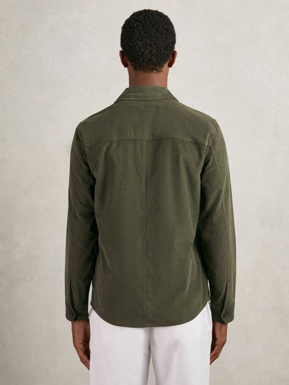 Cotton Corduroy Twin-Pocket Overshirt in Khaki Green Men | Reiss