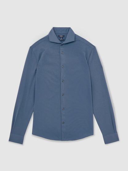 Stretch Jersey Cutaway-Collar Shirt in Dark Airforce Blue Men | Reiss