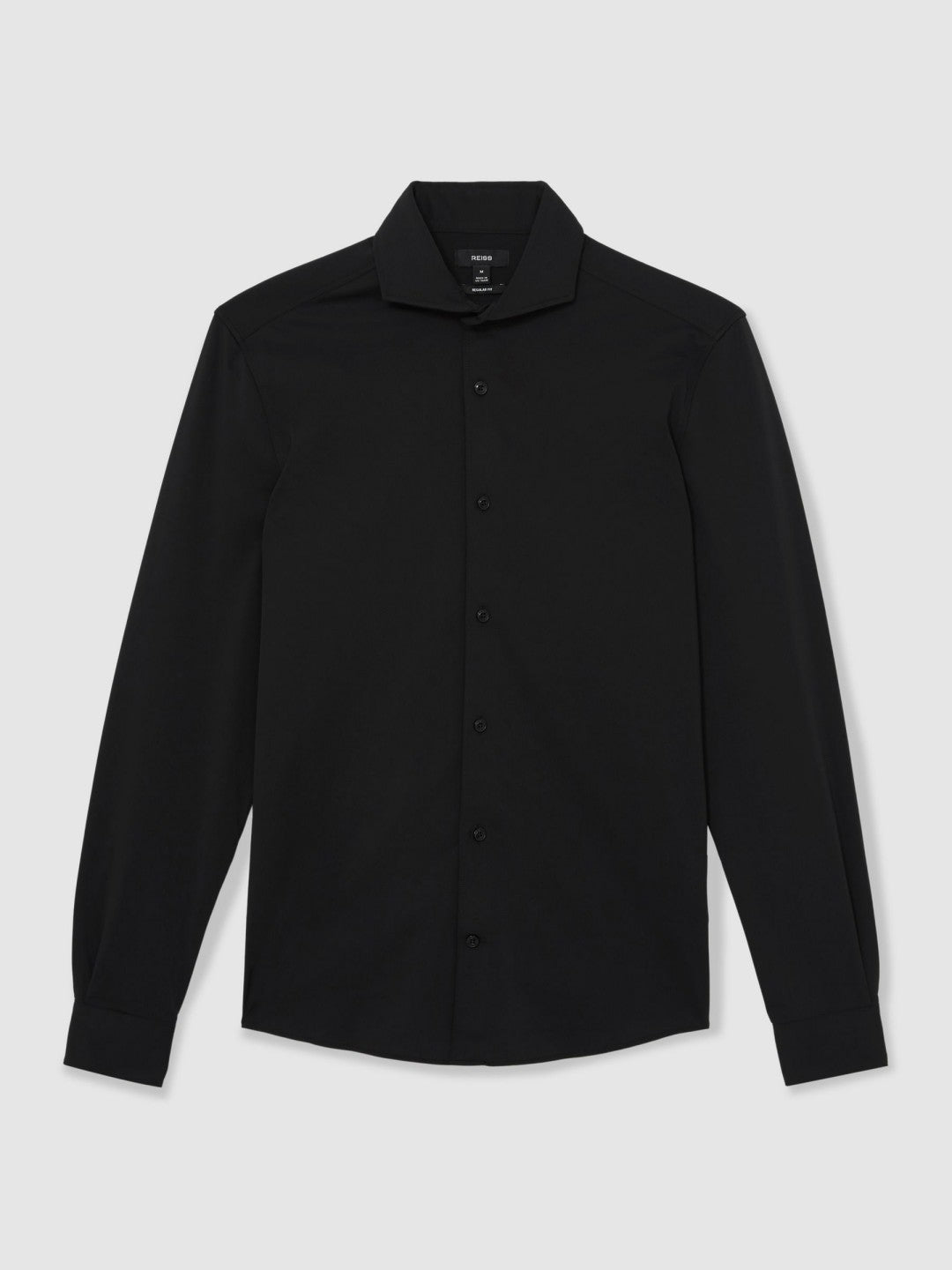 Stretch Jersey Cutaway-Collar Shirt in Black Men | Reiss