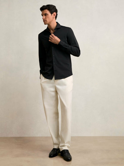Stretch Jersey Cutaway-Collar Shirt in Black Men | Reiss