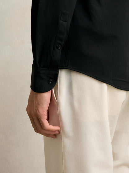 Stretch Jersey Cutaway-Collar Shirt in Black Men | Reiss