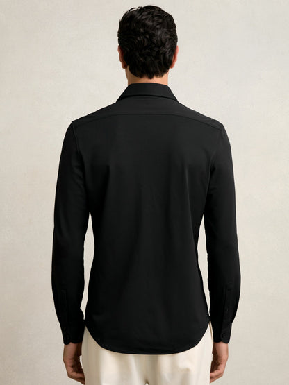 Stretch Jersey Cutaway-Collar Shirt in Black Men | Reiss