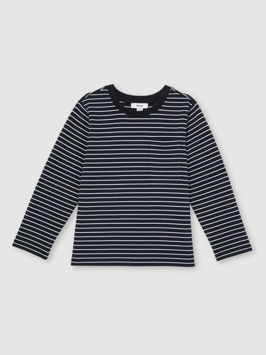 13-14 yrs Stretch-Cotton Stripe T-Shirt in Navy/White Children & Baby | Reiss