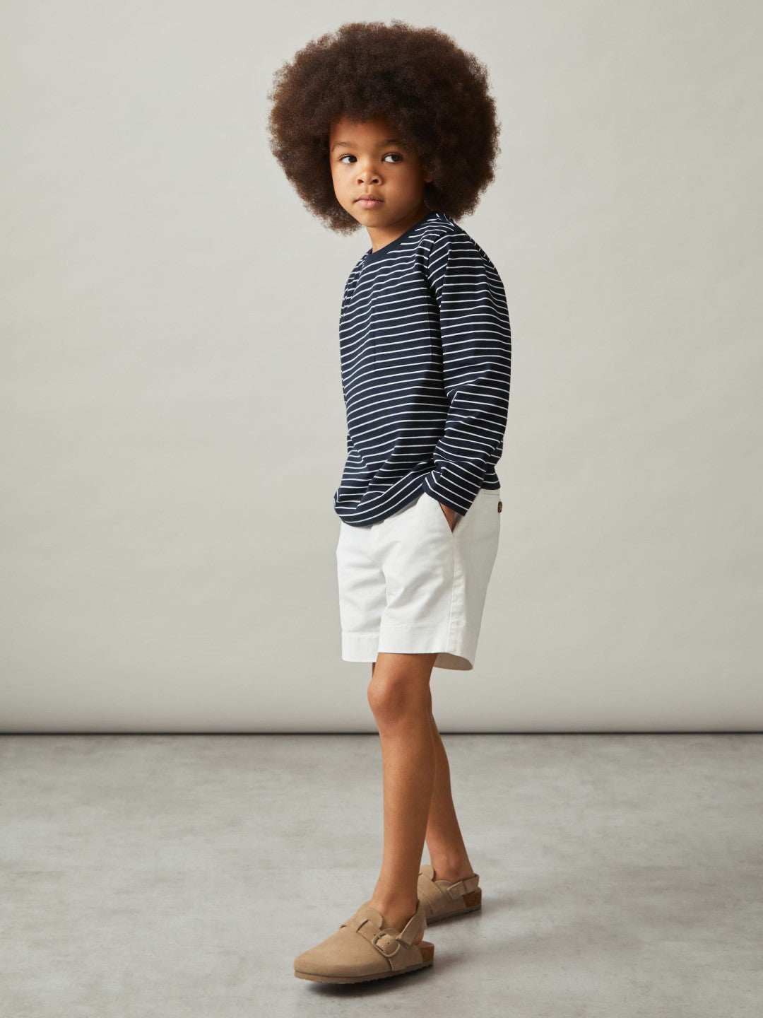 13-14 yrs Stretch-Cotton Stripe T-Shirt in Navy/White Children & Baby | Reiss