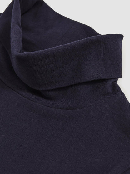 3-9 yrs Cotton-Jersey Roll-Neck Top with Stretch in Navy Children & Baby | Reiss
