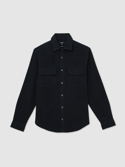 Moleskin-Cotton Twin-Pocket Overshirt in Navy Men | Reiss
