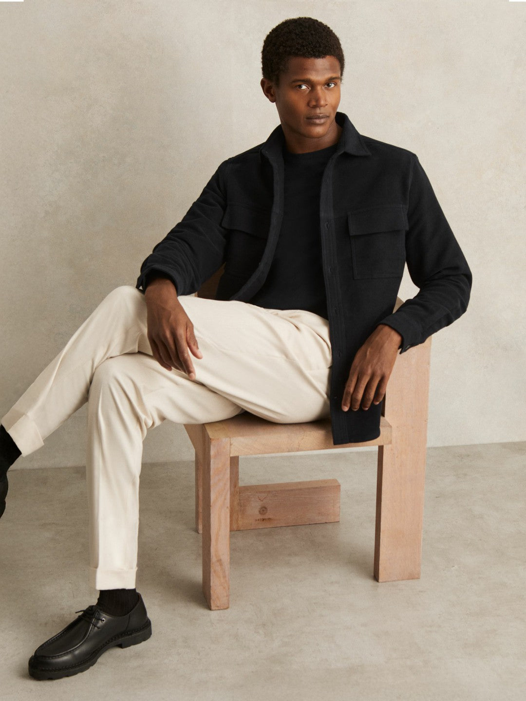 Moleskin-Cotton Twin-Pocket Overshirt in Navy Men | Reiss