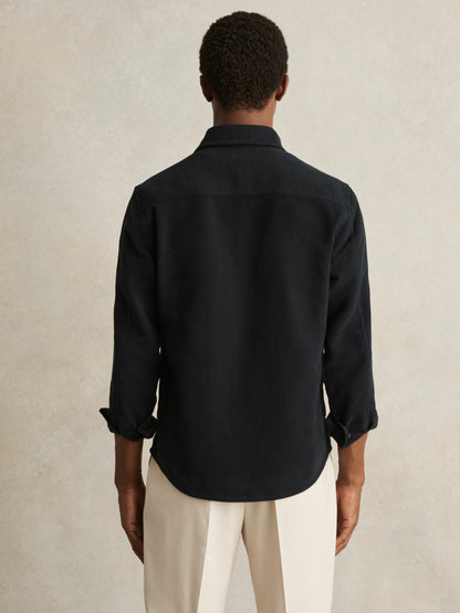 Moleskin-Cotton Twin-Pocket Overshirt in Navy Men | Reiss