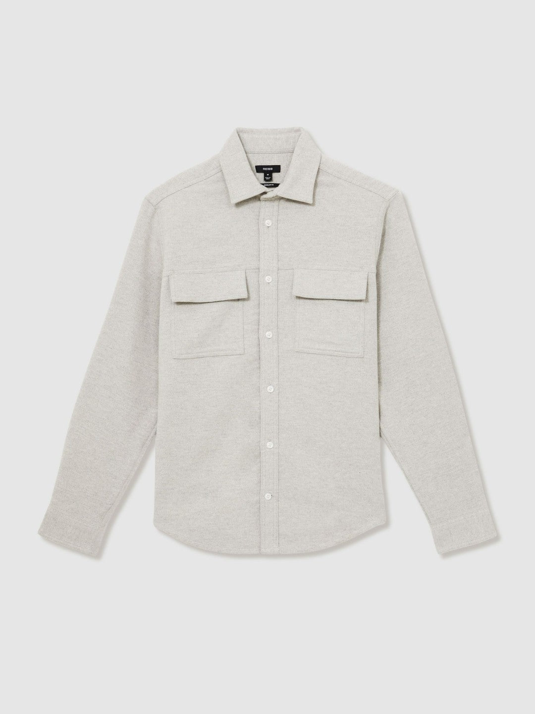 Moleskin-Cotton Twin-Pocket Overshirt in Soft Grey Melange Men | Reiss