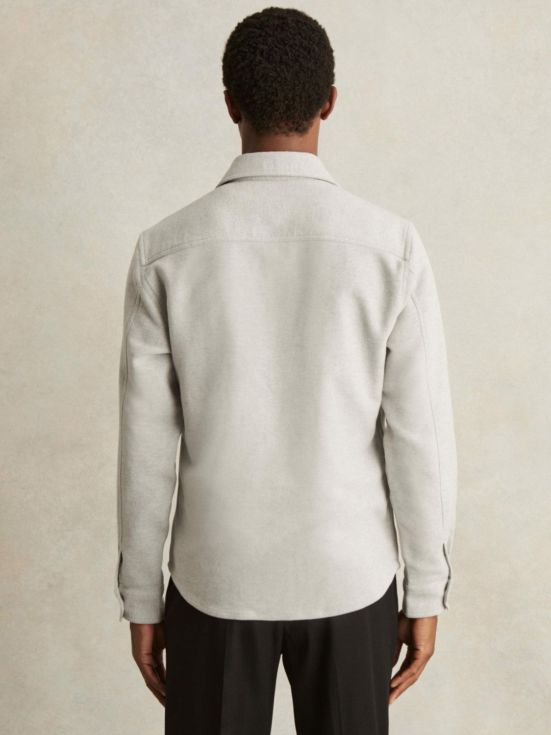Moleskin-Cotton Twin-Pocket Overshirt in Soft Grey Melange Men | Reiss