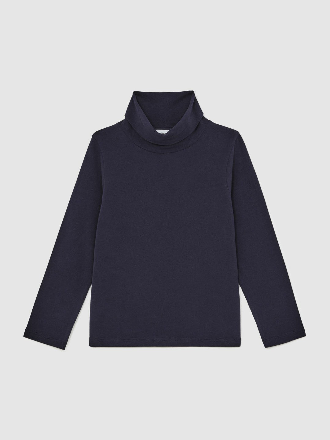 9-13 yrs Cotton-Jersey Roll-Neck Top with Stretch in Navy Children & Baby | Reiss