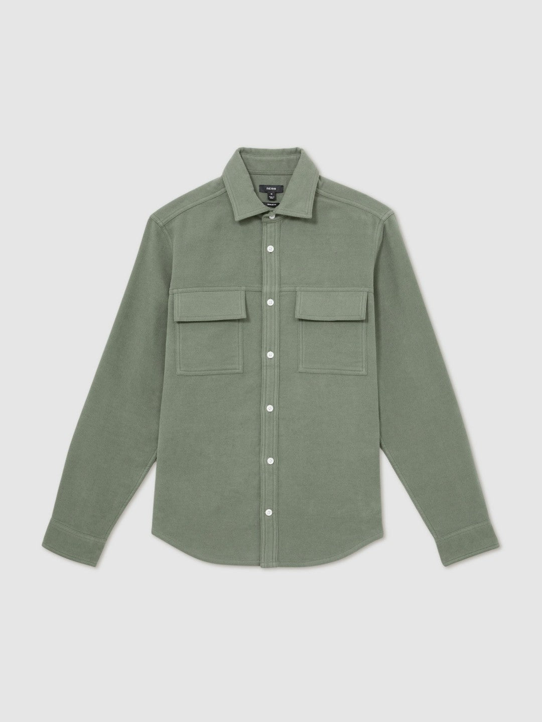 Moleskin-Cotton Twin-Pocket Overshirt in Green Men | Reiss