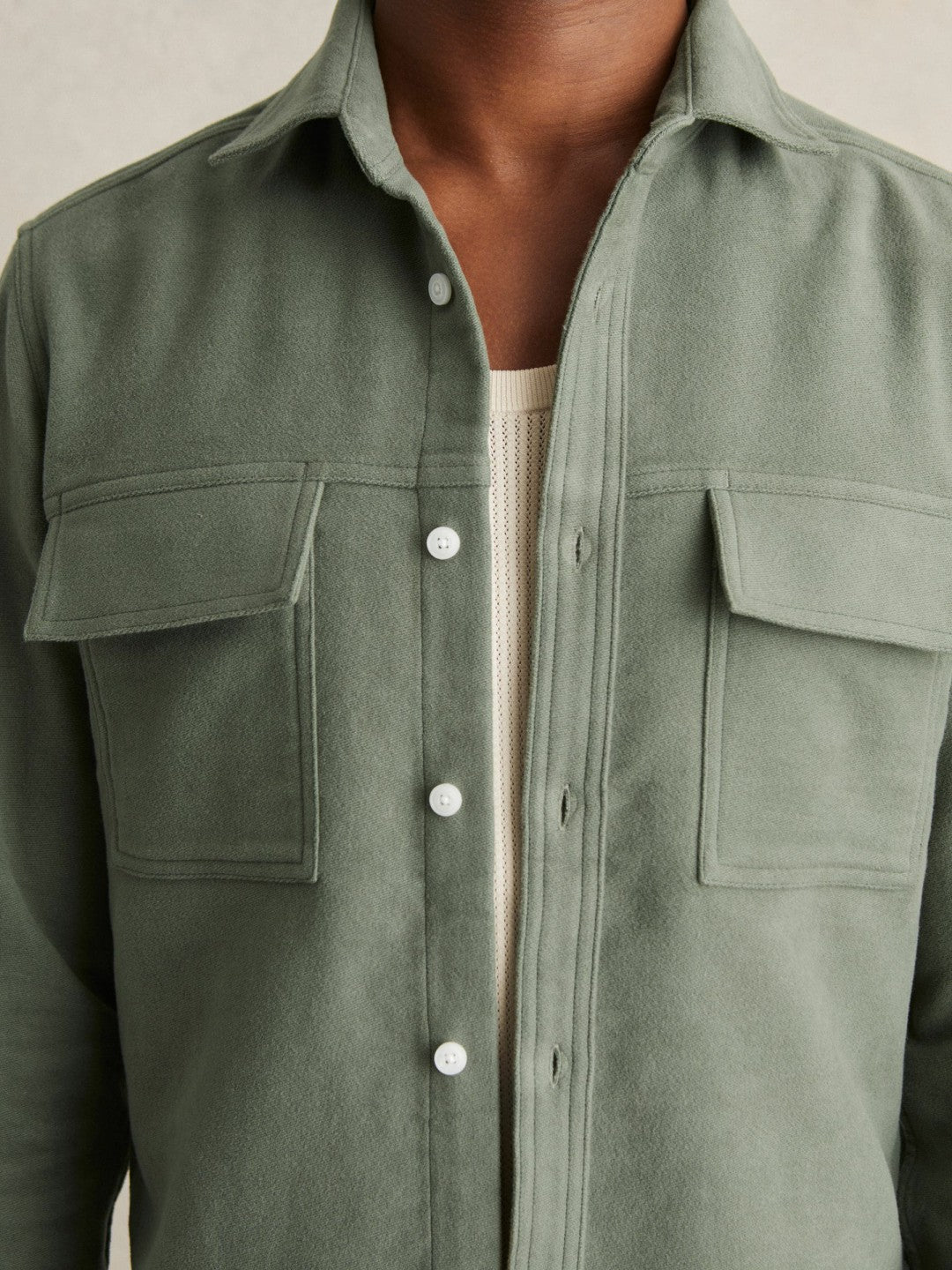 Moleskin-Cotton Twin-Pocket Overshirt in Green Men | Reiss