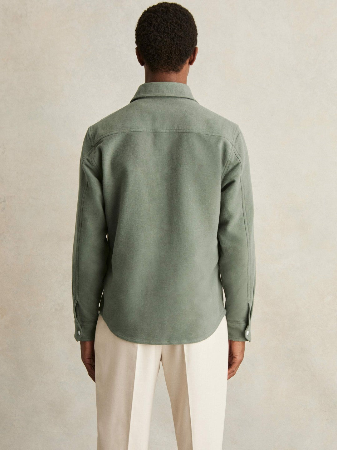 Moleskin-Cotton Twin-Pocket Overshirt in Green Men | Reiss