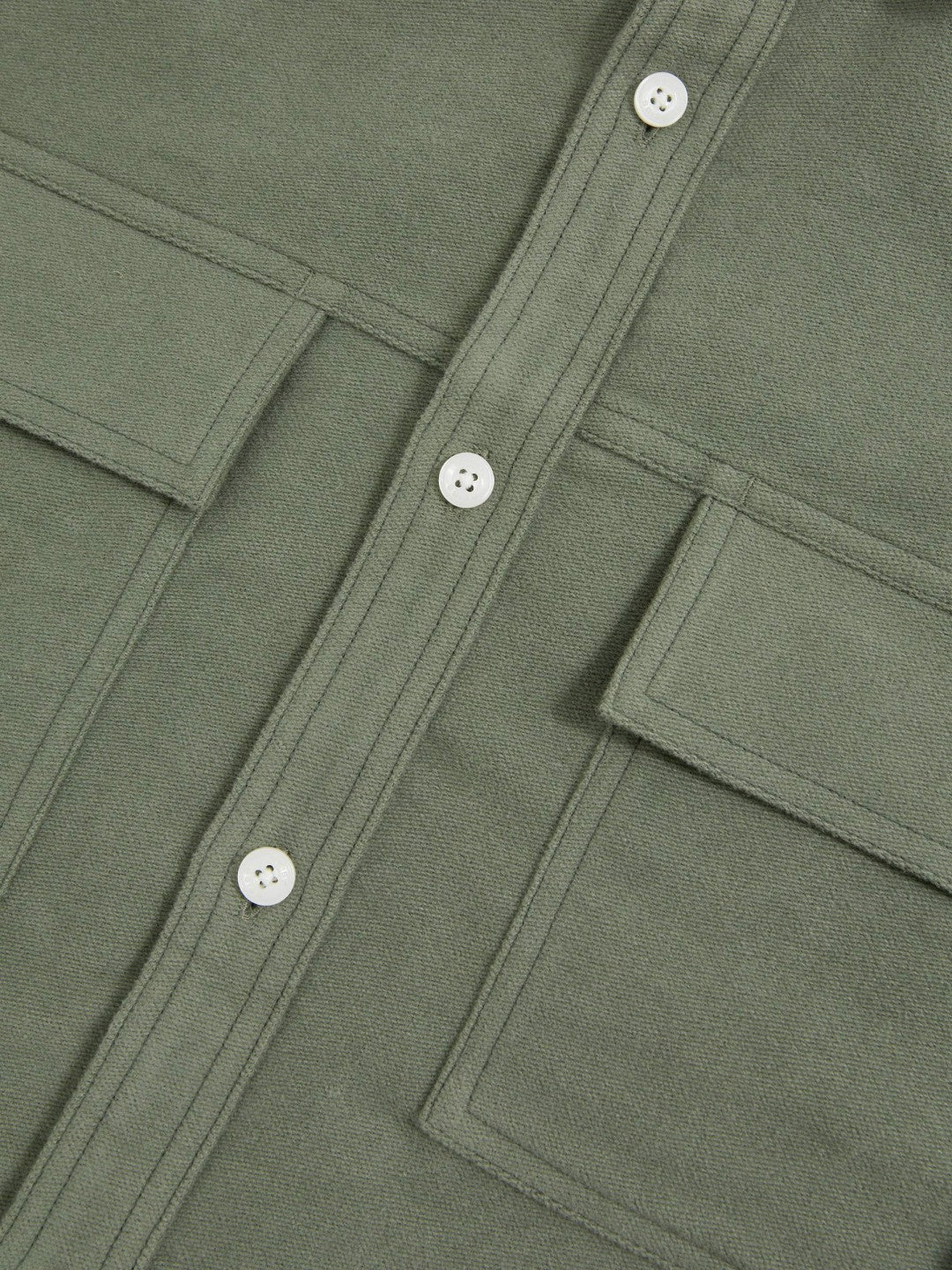 Moleskin-Cotton Twin-Pocket Overshirt in Green Men | Reiss