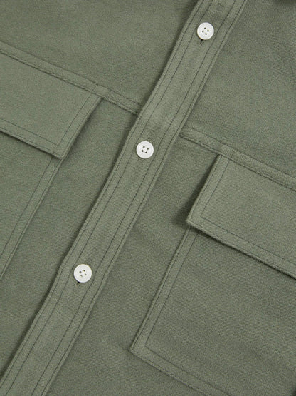 Moleskin-Cotton Twin-Pocket Overshirt in Green Men | Reiss