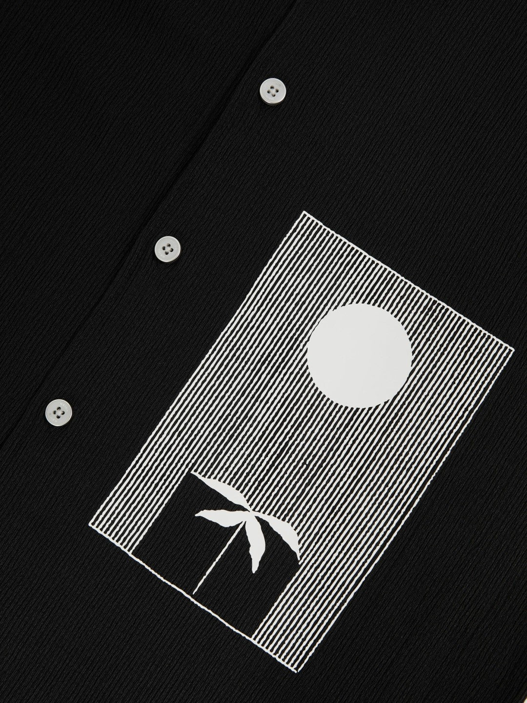 Graphic Print Cuban-Collar Shirt in Black Men | Reiss