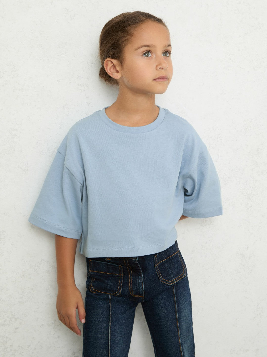 3-9 yrs Cotton Oversized Cropped T-Shirt in Blue Children & Baby | Reiss