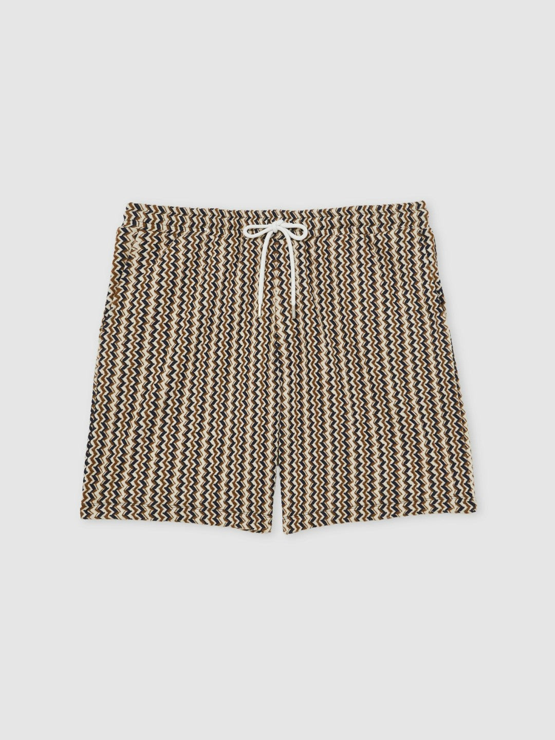 Zig-Zag Knit Drawstring Shorts in Tobacco Brown Men | Reiss