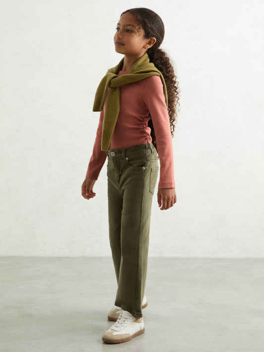 9-13 yrs Cotton Ruched Long-Sleeve T-Shirt with Stretch in Rose Children & Baby | Reiss