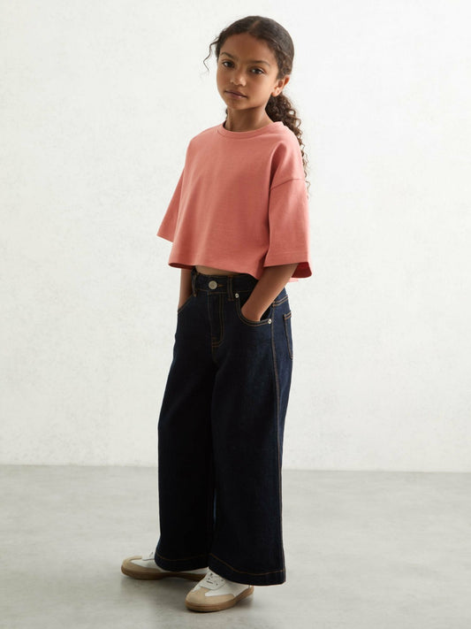 9-13 yrs Cotton Oversized Cropped T-Shirt in Rose Children & Baby | Reiss