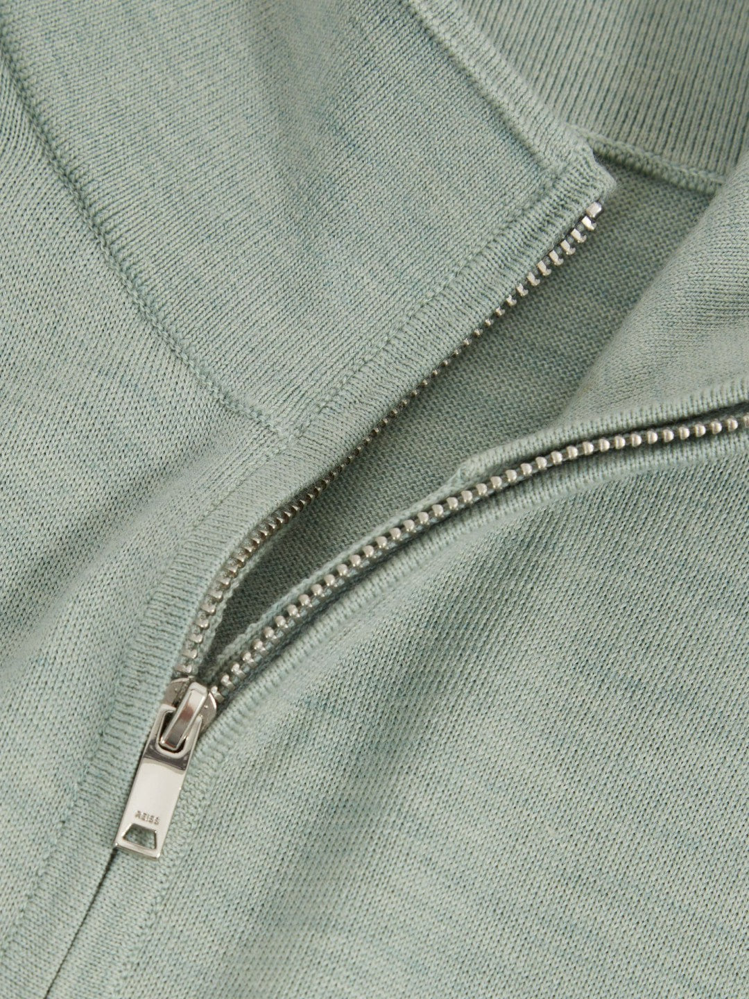 Merino Wool Half-Zip Jumper in Sage Green Melange Men | Reiss