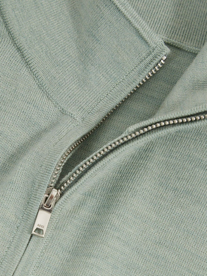 Merino Wool Half-Zip Jumper in Sage Green Melange Men | Reiss