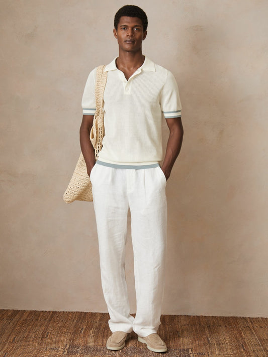 | Ché Cotton Knit Polo Shirt in White Men | Reiss