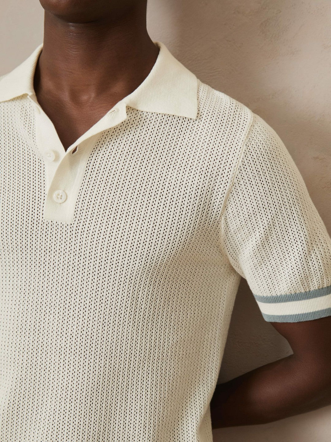 | Ché Cotton Knit Polo Shirt in White Men | Reiss