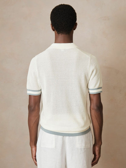 | Ché Cotton Knit Polo Shirt in White Men | Reiss