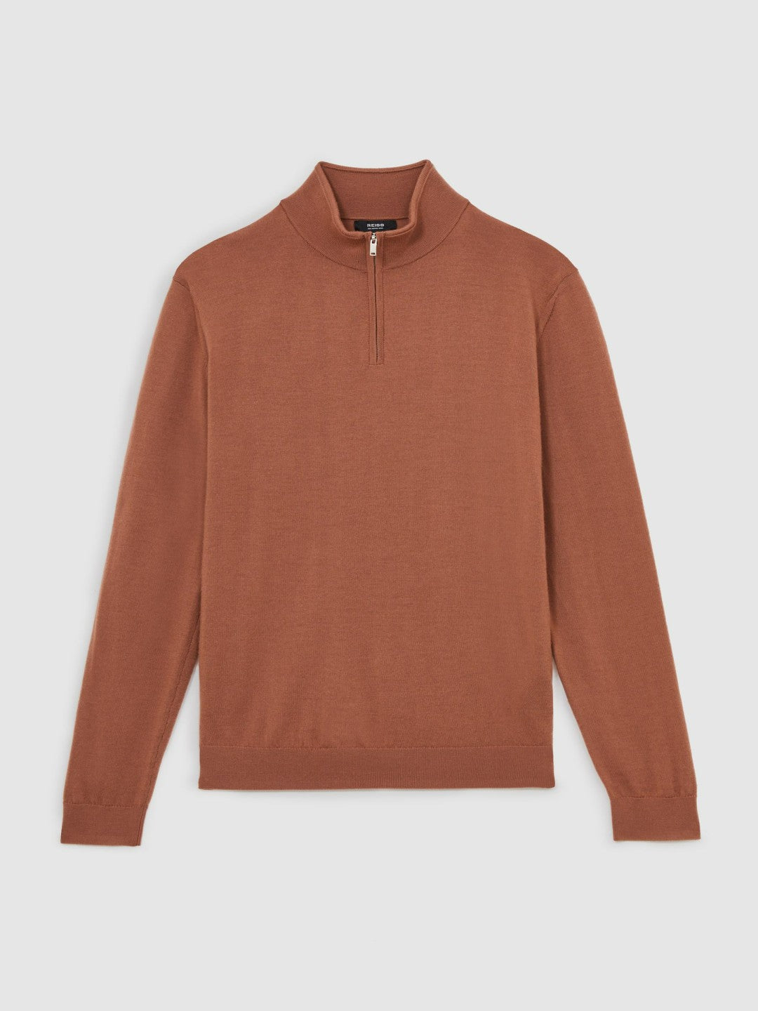 Merino Wool Half-Zip Jumper in Cinnamon Brown Men | Reiss
