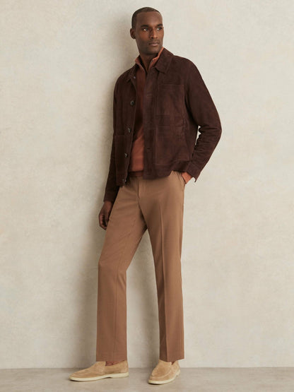 Merino Wool Half-Zip Jumper in Cinnamon Brown Men | Reiss