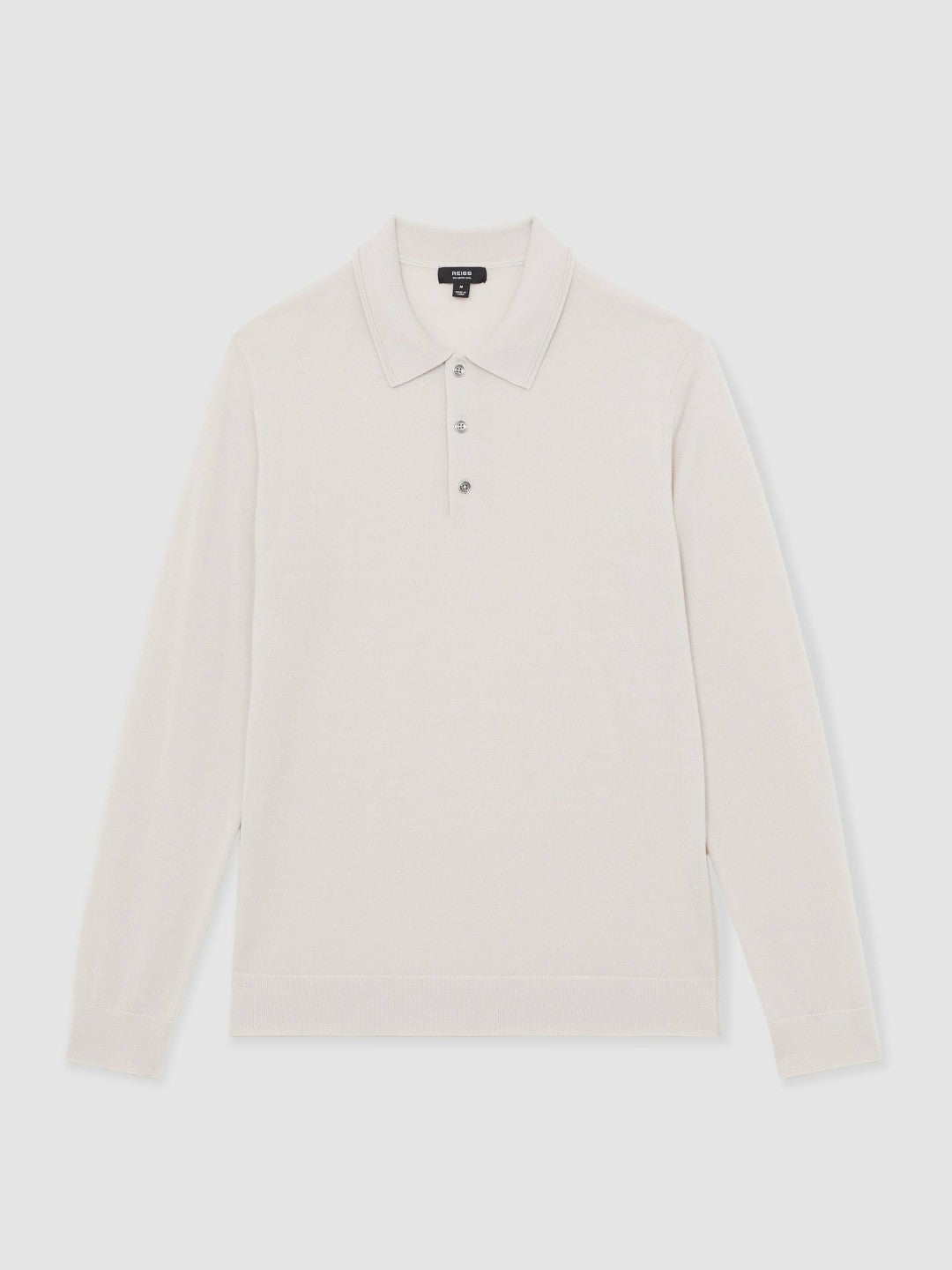 Merino Wool Long-Sleeve Polo Shirt in Beige Men | Reiss