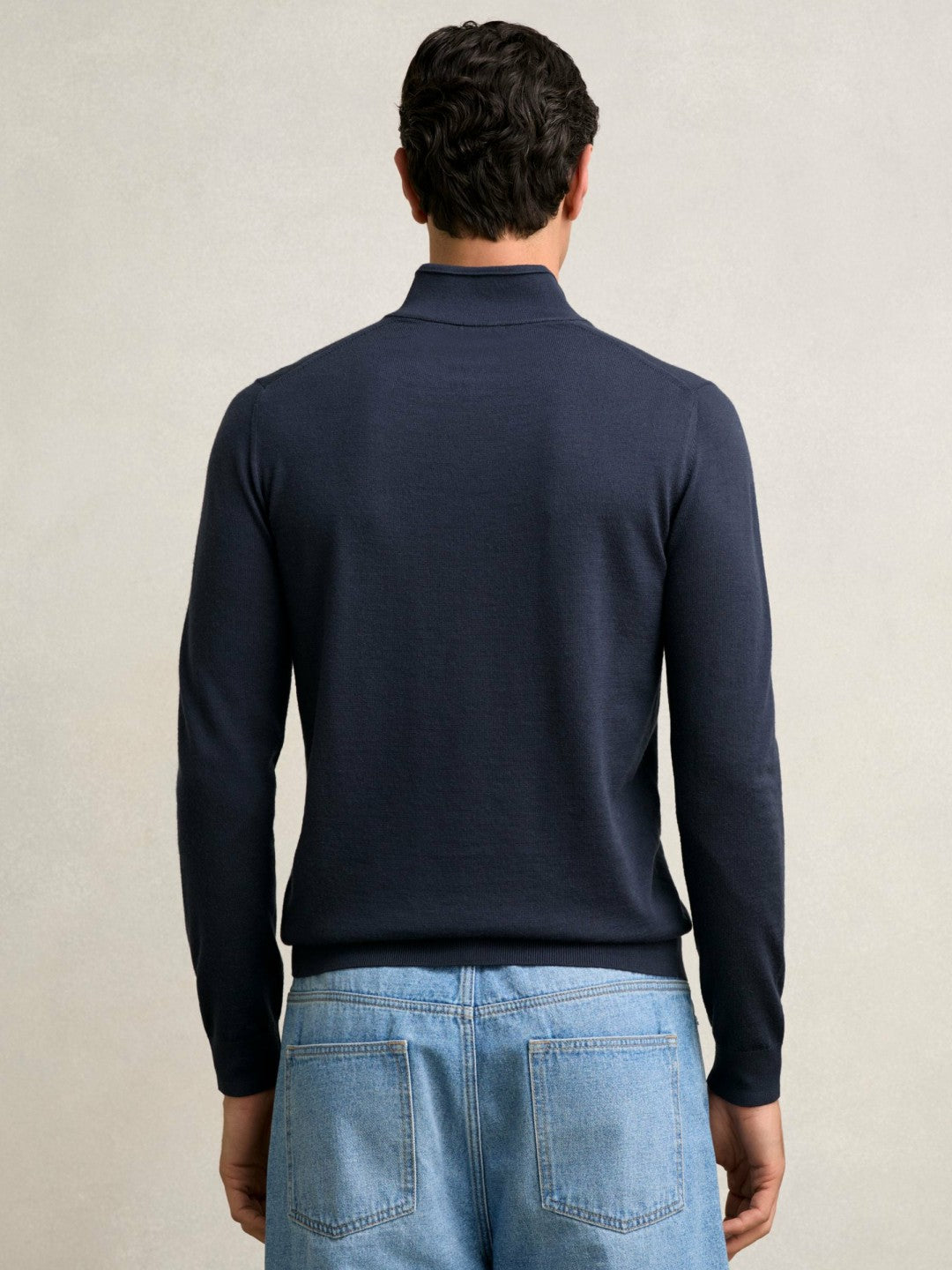 Merino Wool Half-Zip Jumper in Midnight Navy Men | Reiss