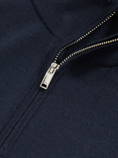 Merino Wool Half-Zip Jumper in Midnight Navy Men | Reiss