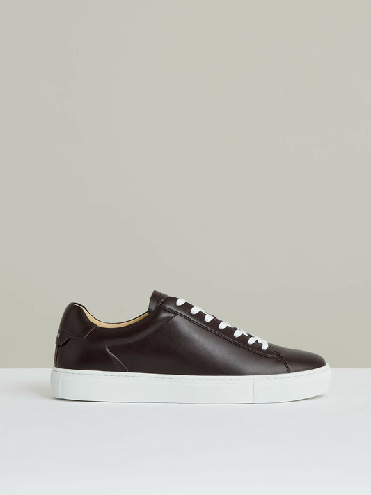 Leather Low-Top Trainers in Plum Purple Men | Reiss