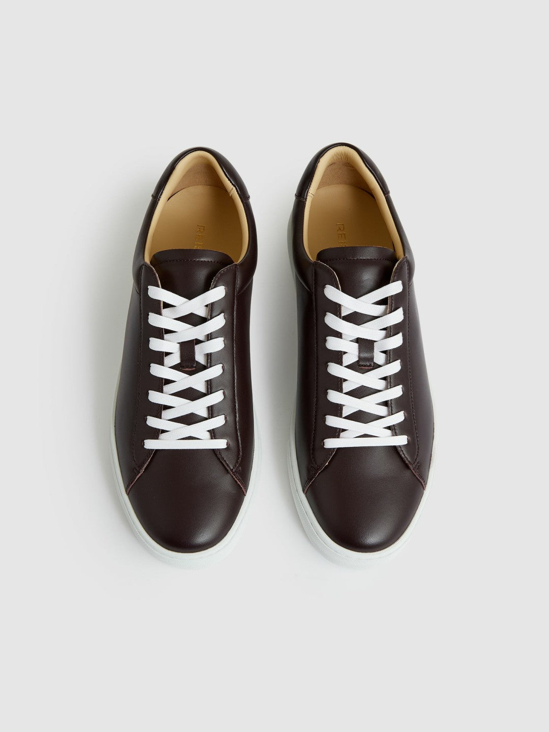 Leather Low-Top Trainers in Plum Purple Men | Reiss