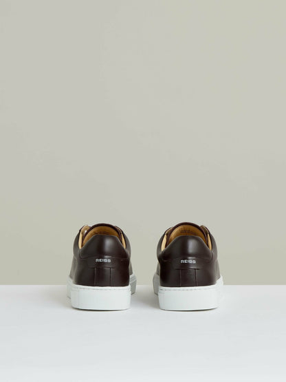 Leather Low-Top Trainers in Plum Purple Men | Reiss