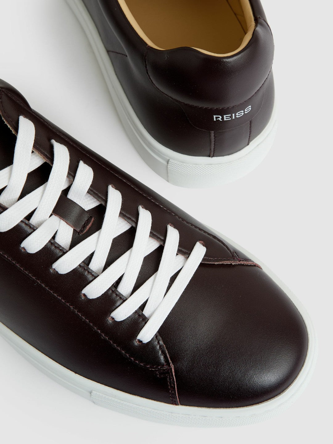 Leather Low-Top Trainers in Plum Purple Men | Reiss