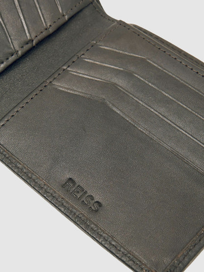 Grained Leather Wallet in Chocolate Men | Reiss