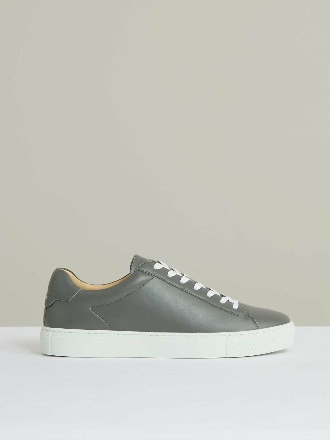 Leather Low-Top Trainers in Graphite Grey Men | Reiss