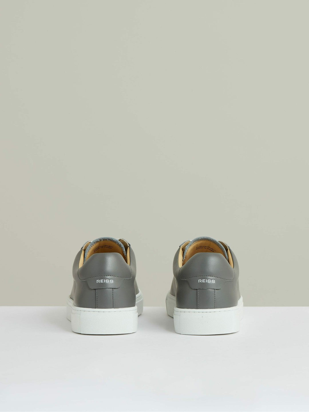 Leather Low-Top Trainers in Graphite Grey Men | Reiss