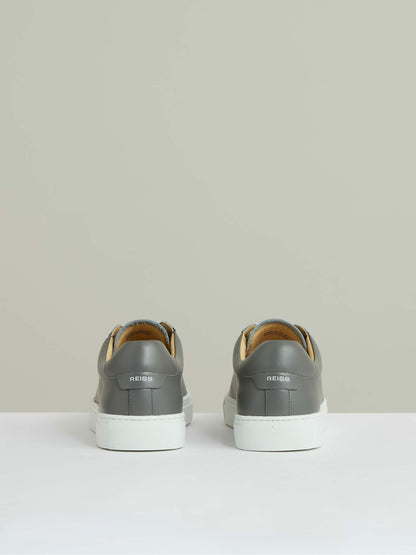 Leather Low-Top Trainers in Graphite Grey Men | Reiss