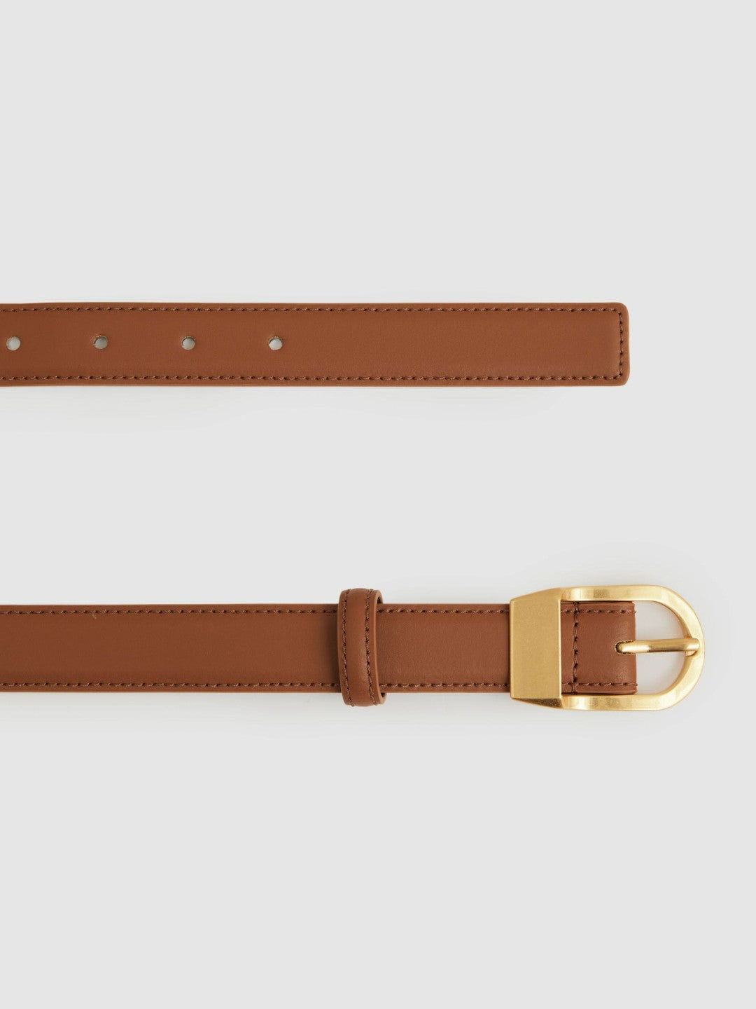 Leather Curved-Buckle Belt in Tan Women | Reiss