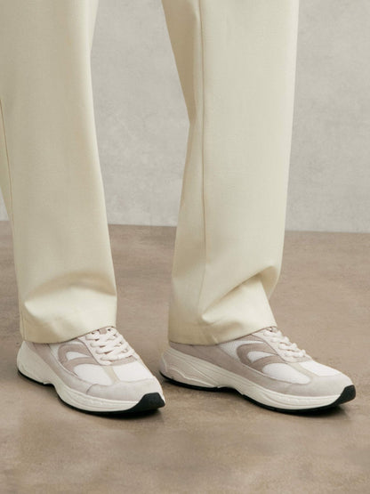 Panelled Running Trainers in Off White/Stone Men | Reiss