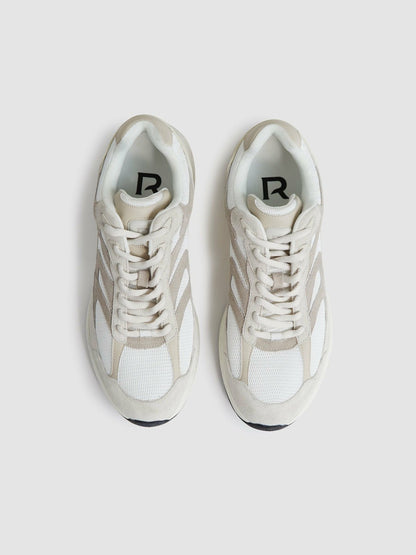 Panelled Running Trainers in Off White/Stone Men | Reiss