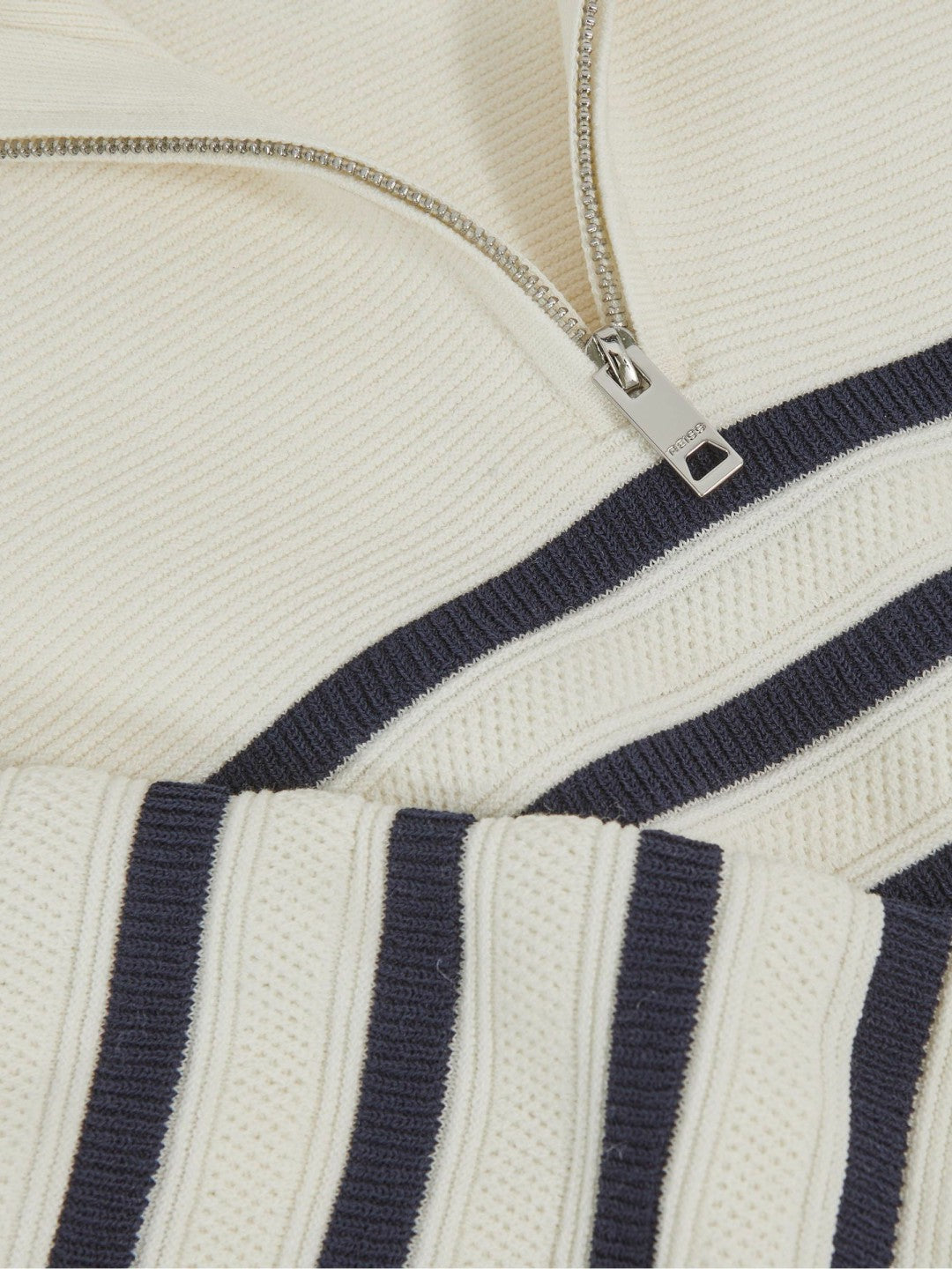 3-9 yrs Cotton-Blend Stripe Half-Zip Jumper in White Children & Baby | Reiss