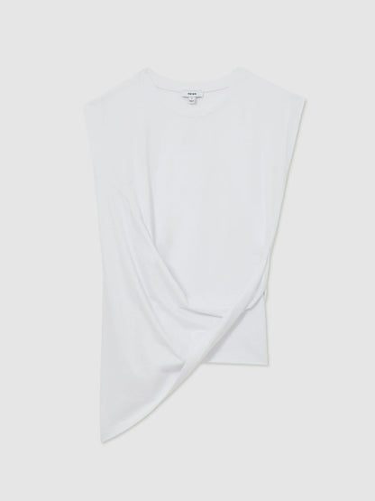 Cotton Drape T-Shirt in White Women | Reiss
